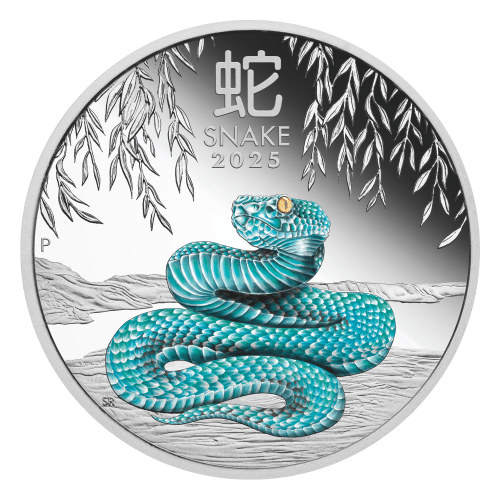 コレクション Perth Mint 1 oz 2025 Lunar Year of the Snake Blue Colourized Proof Silver