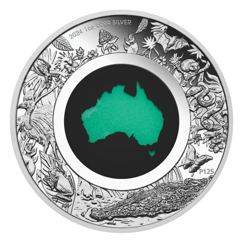 Pièce 1 once d'argent Épreuve numismatique Terre australe : Chrysoprase 2024 | Monnaie de Perth