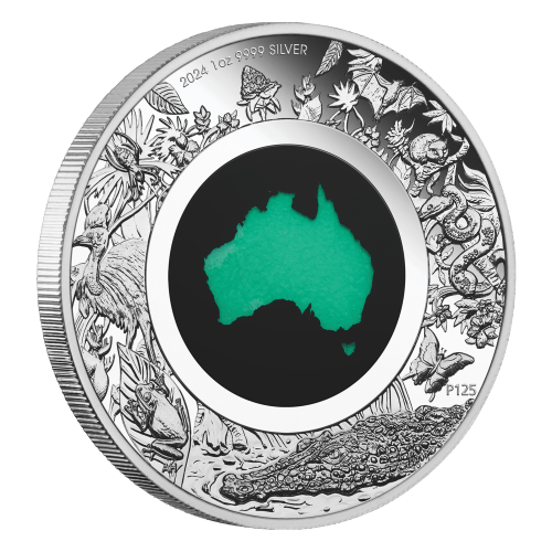 Pièce 1 once d'argent Épreuve numismatique Terre australe : Chrysoprase 2024 | Monnaie de Perth