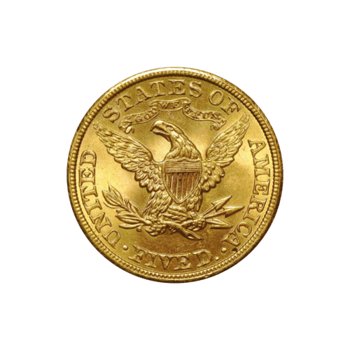 Pièce en or MS-65 Liberté Demi Aigle 5$ Année aléatoire | Monnaie des États-Unis