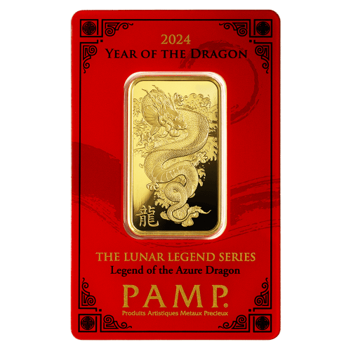 1 oz 2024 Lunar Year Legend of the Azure Dragon Gold Bar | PAMP