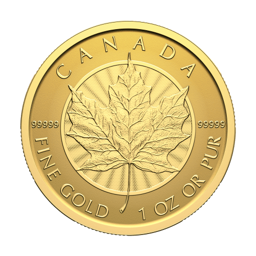 1 oz 2025 Purest Maple Leaf 99999 Fine Reverse Proof Gold Coin