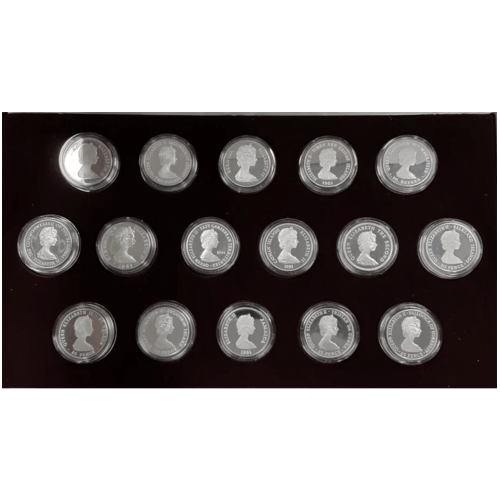 Ensemble de 16 pièces 1 once d'argent sterling Épreuve numismatique Commémoration du mariage royal 1981 | La Monnaie royale