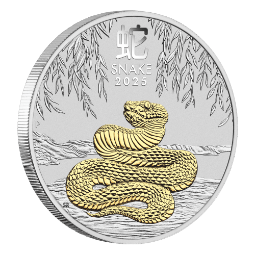 m*u様 2025年 ウィングドリバティ 1オンス銀貨 アンティーク 古銭 コレ 1 oz 2025 Lunar Year of the Snake Gilded Silver Coin | Perth Mint