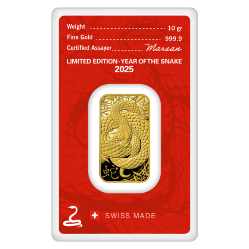 10 gram 2025 Lunar Year of the Snake Gold Bar | Argor-Heraeus