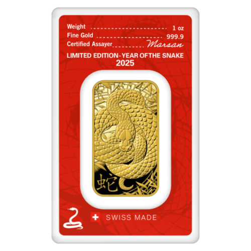 1 oz 2025 Lunar Year of the Snake Gold Bar | Argor-Heraeus