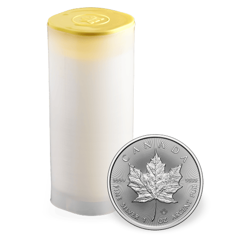 Tube of 25 x 1 oz 2025 Canadian Maple Leaf Silver Coins | Royal Canadian Mint