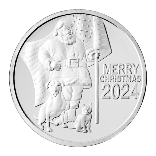 1 oz 2024 Patriotic Santa Silver Round | Silvertowne Mint
