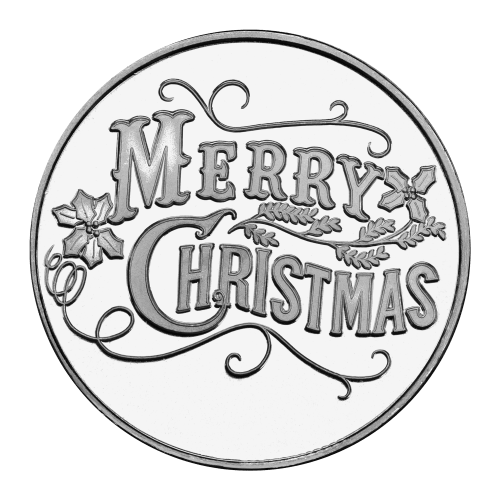 1 oz Merry Christmas with Holly Silver Round | Silvertowne Mint