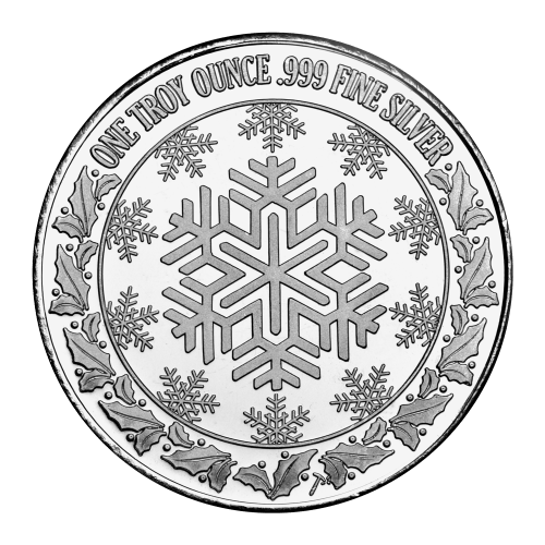 1 oz Merry Christmas with Holly Silver Round | Silvertowne Mint