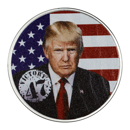 Ronde 1 once d'argent coloré Donald Trump : 47e président des États-Unis 2024 | Sunshine Minting