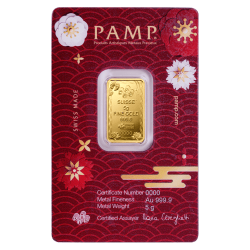 5 gram 2025 Good Luck Koi Fish Gold Bar | PAMP Suisse | Silver