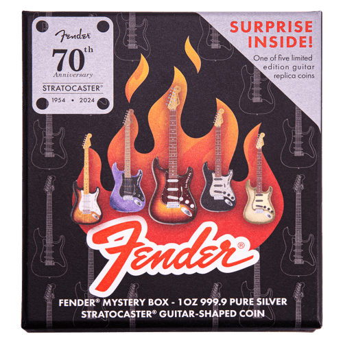 1 oz 2024 Fender Stratocaster Mystery Box Silver Coin | PAMP Suisse