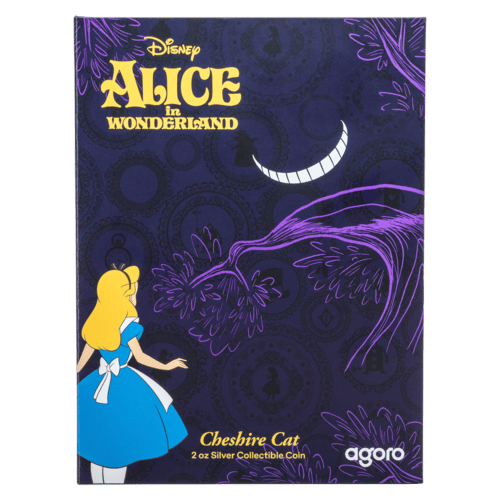 Pièce 2 onces d'argent coloré en forme de Alice au Pays des Merveilles : Le chat de Cheshire 2025 | Agoro par la Monnaie de Nouvelle-Zélande