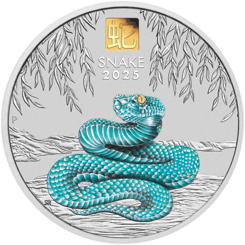 1 kilo 2025 Lunar Year of the Snake with Gold Privy Mark Colourized Silver Coin | Perth Mint