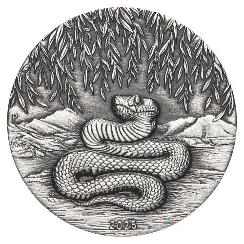 2 oz 2025 Lunar Year of the Snake Antiqued Silver Coin | Perth Mint