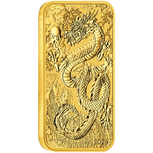Pièce rectangulaire 1 once d'or Dragon 2024 | Monnaie de Perth