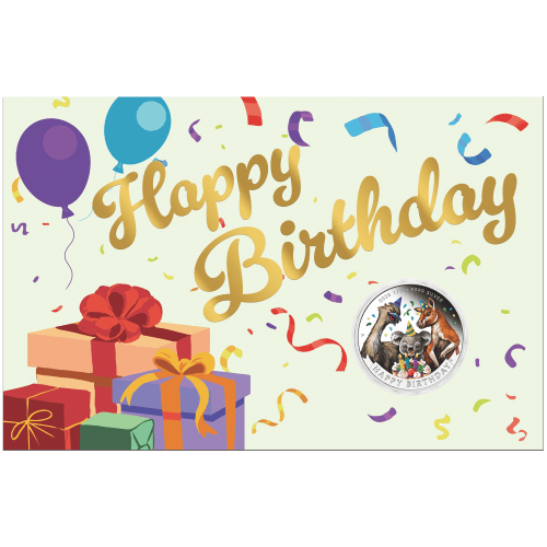 1/2 oz 2025 Happy Birthday Australian Animals Colourized Silver Coin in Card | Perth Mint