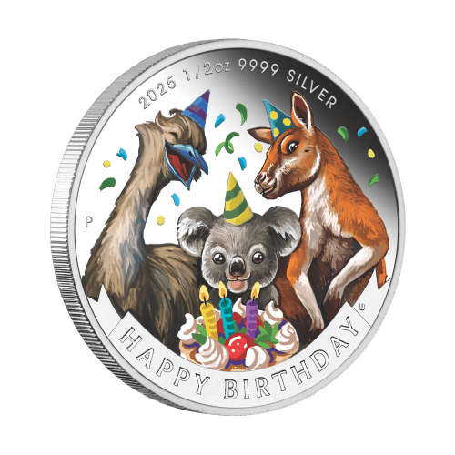 1/2 oz 2025 Happy Birthday Australian Animals Colourized Silver Coin in Card | Perth Mint