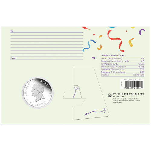 1/2 oz 2025 Happy Birthday Australian Animals Colourized Silver Coin in Card | Perth Mint