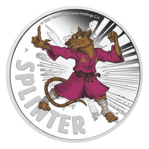 Pièce 1 once d'argent coloré épreuve Tortues ninja : Splinter 2025 | Monnaie de Perth