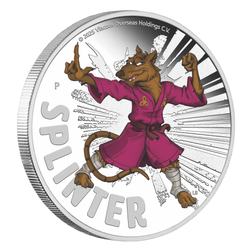 Pièce 1 once d'argent coloré épreuve Tortues ninja : Splinter 2025 | Monnaie de Perth