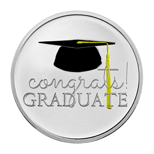 1 oz Congrats Graduate Colorized Silver Round | Silvertowne Mint
