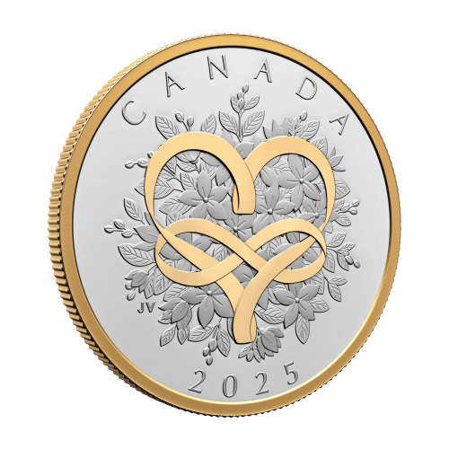 Pièce 1 once d'argent doré Célébrez l'amour 2025 | Monnaie royale canadienne