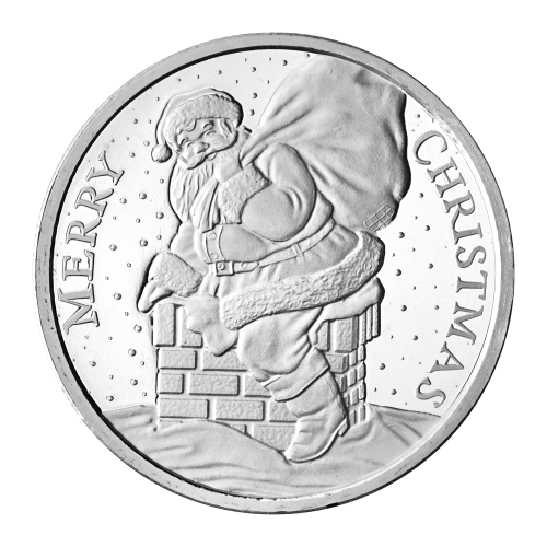 1 oz Santa Claus Down the Chimney Silver Round | Silvertowne Mint