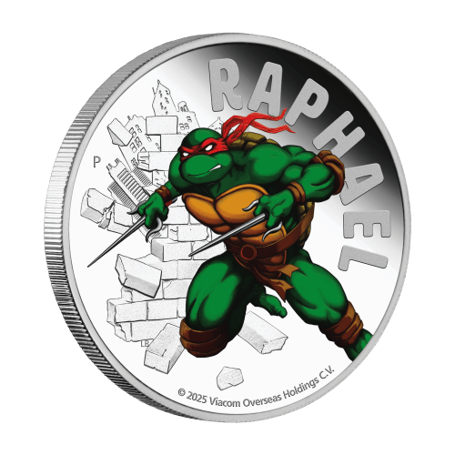 Pièce 1 once d’argent Épreuve numismatique Tortues Ninja : Raphael colorée 2025 | Monnaie de Perth