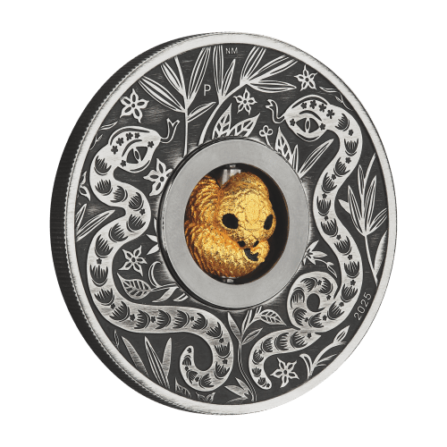 1 oz 2025 Lunar Year of the Snake Rotating Charm Antiqued Silver Coin | Perth Mint