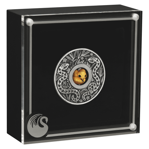 1 oz 2025 Lunar Year of the Snake Rotating Charm Antiqued Silver Coin | Perth Mint