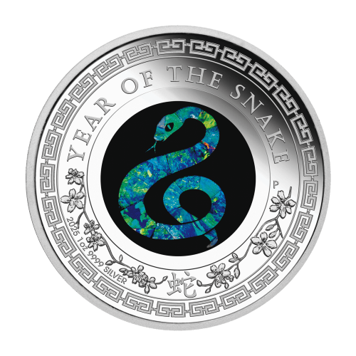 Pièce 1 once d'argent Épreuve numismatique Série Lunaire Opales australiennes : Année lunaire du Serpent 2025 | Monnaie de Perth