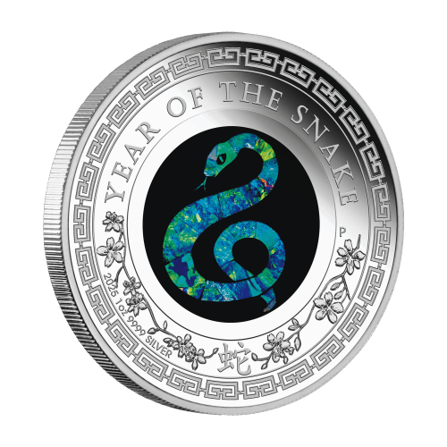 Pièce 1 once d'argent Épreuve numismatique Série Lunaire Opales australiennes : Année lunaire du Serpent 2025 | Monnaie de Perth