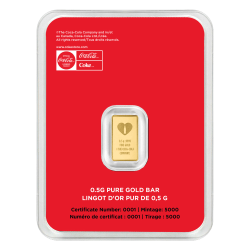 Lingot 0,5 gramme d’or Saint-Valentin Coca-Cola | PAMP Suisse