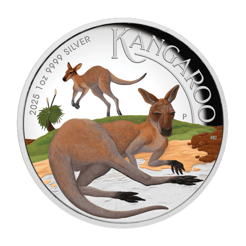 1 oz 2025 Australian Kangaroo High Relief Colourized Proof Silver Coin | Perth Mint