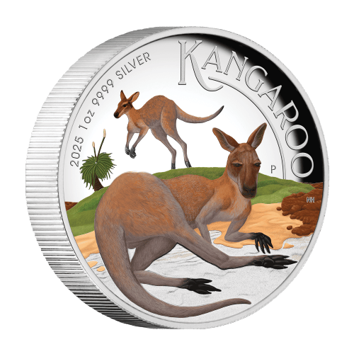 1 oz 2025 Australian Kangaroo High Relief Colourized Proof Silver Coin | Perth Mint