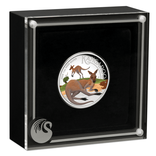 1 oz 2025 Australian Kangaroo High Relief Colourized Proof Silver Coin | Perth Mint