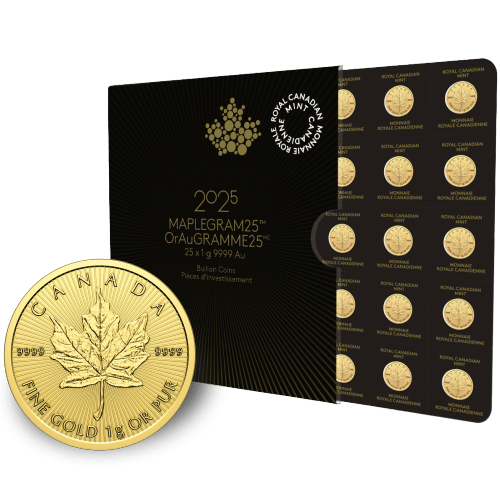 25 gram (25 x 1 g) 2025 MapleGram Sheet of Gold Coins | Royal Canadian Mint