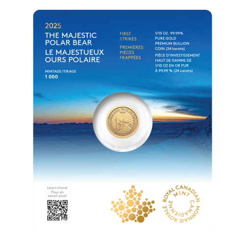 1/10 oz 2025 The Majestic Polar Bears First Strike Gold Coin | Royal Canadian Mint