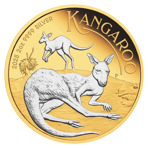 2 oz 2025 Australian Kangaroo Reverse Gilded Proof Silver Coin | Perth Mint