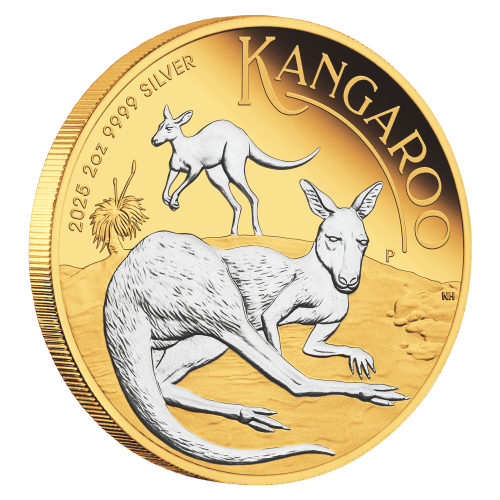 2 oz 2025 Australian Kangaroo Reverse Gilded Proof Silver Coin | Perth Mint