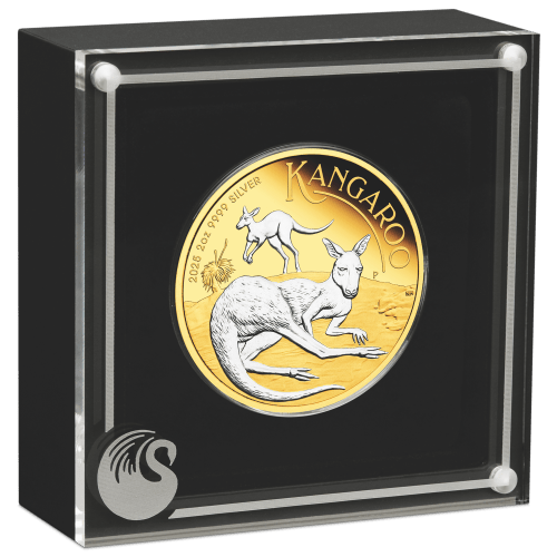 2 oz 2025 Australian Kangaroo Reverse Gilded Proof Silver Coin | Perth Mint