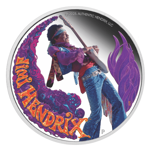 1 oz 2025 Jimi Hendrix Colourized Proof Silver Coin | Perth Mint
