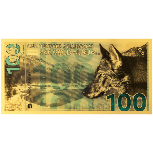 100 milligram Natural Treasure: Grey Wolf Gold Note | Aurum