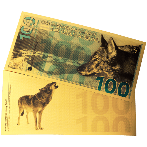 100 milligram Natural Treasure: Grey Wolf Gold Note | Aurum