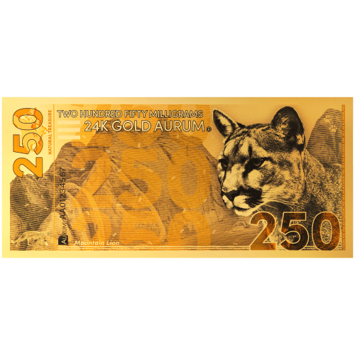 250 milligram Natural Treasure: Mountain Lion Gold Note | Aurum