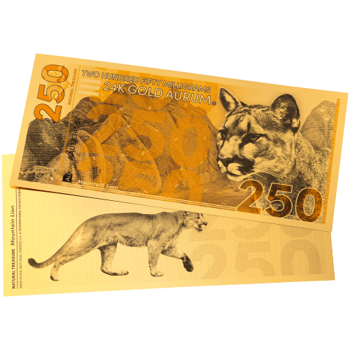 250 milligram Natural Treasure: Mountain Lion Gold Note | Aurum