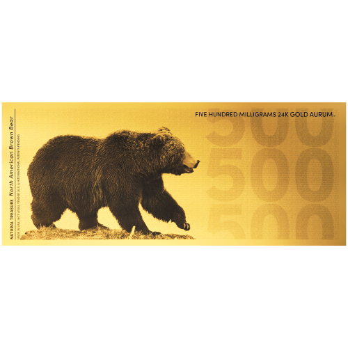 Billet 500 milligrammes d’or Trésor naturel : Ours brun d’Amérique du Nord 2025 | Aurum