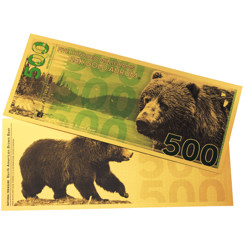 Billet 500 milligrammes d’or Trésor naturel : Ours brun d’Amérique du Nord 2025 | Aurum